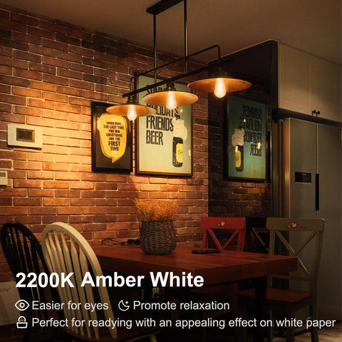 TJOY smooth dimmable ST58 bulb for flicker-free lighting in living spaces.