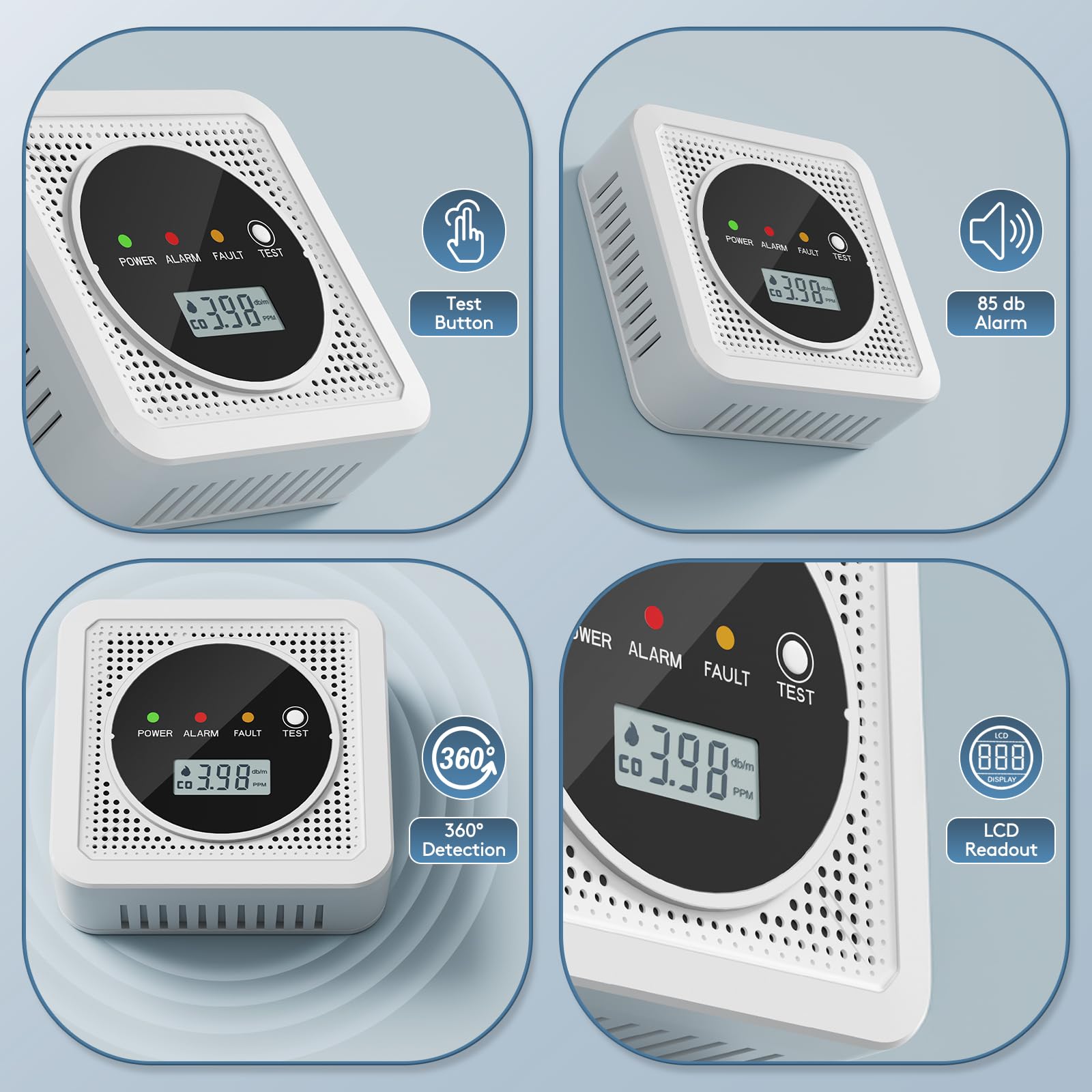 TJTFJS 3-pack 2-in-1 detector battery powered for flexible placement.