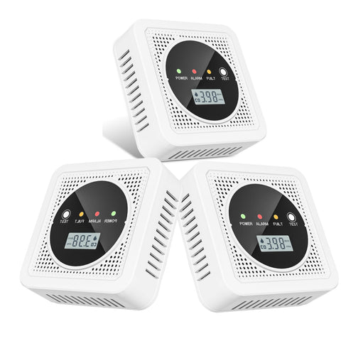 TJTFJS 3-pack 2-in-1 detector front view with dual sensors for smoke and CO.
