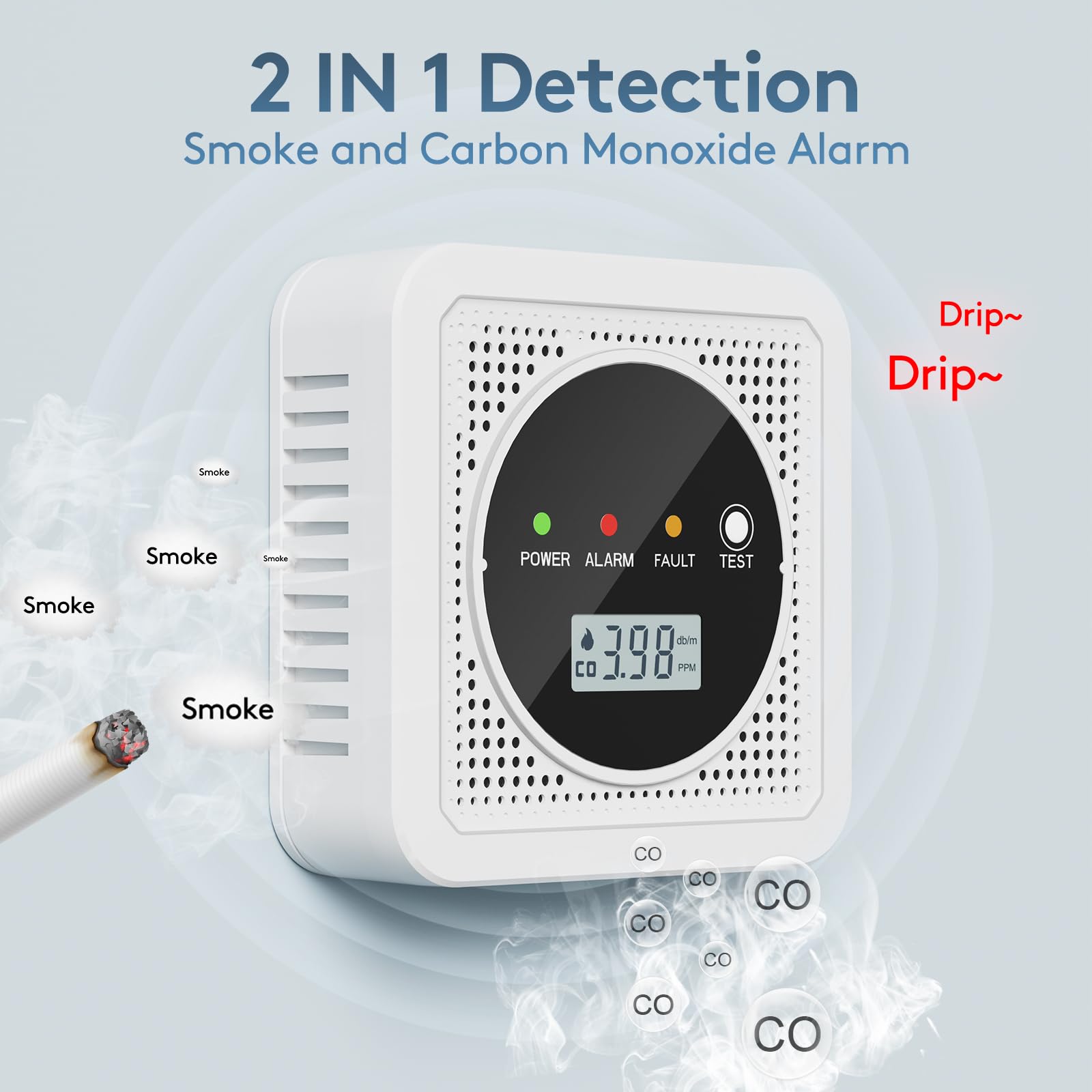 TJTFJS 85dB alarm with LED indicators signaling danger