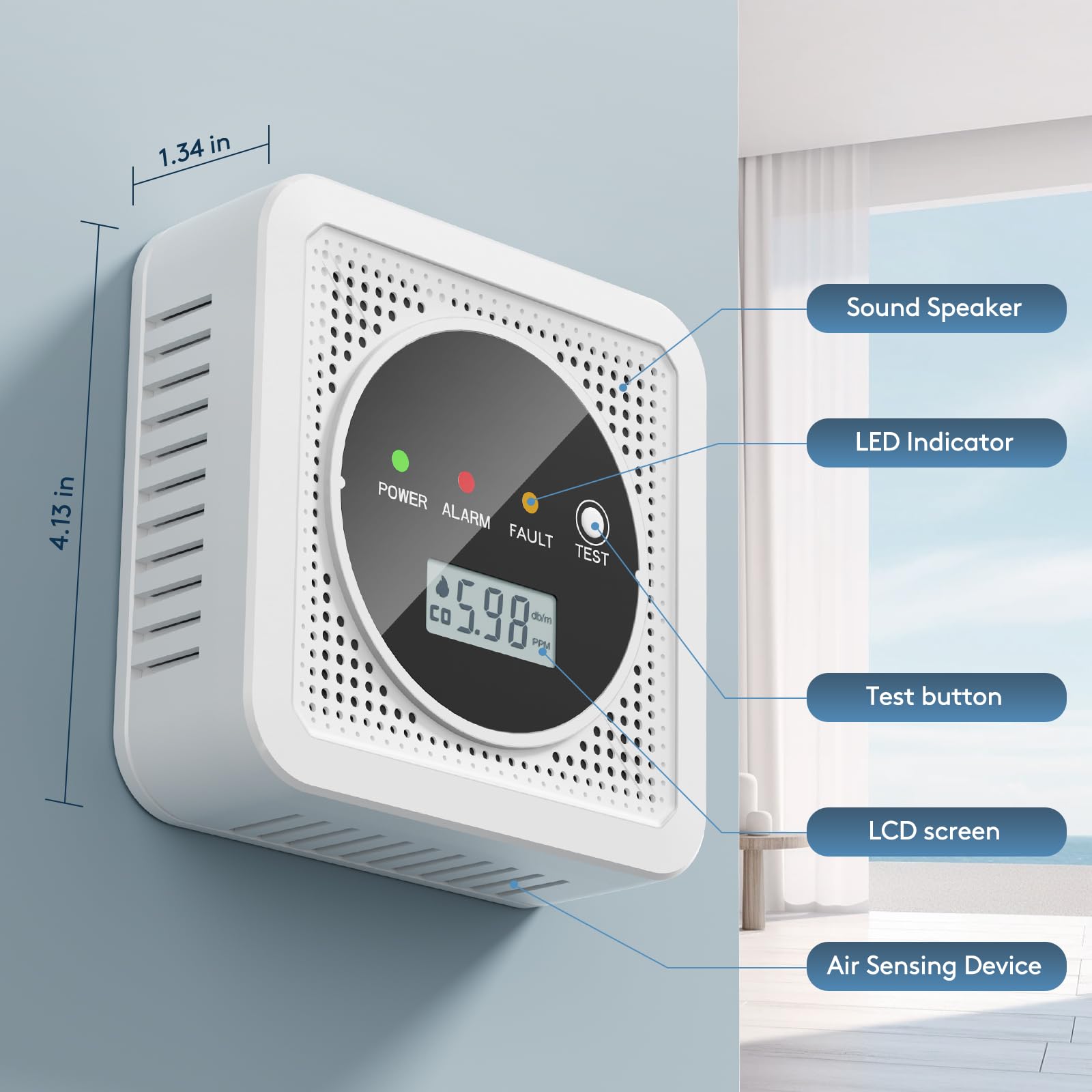 TJTFJS test button allows quick check of alarm function for safety