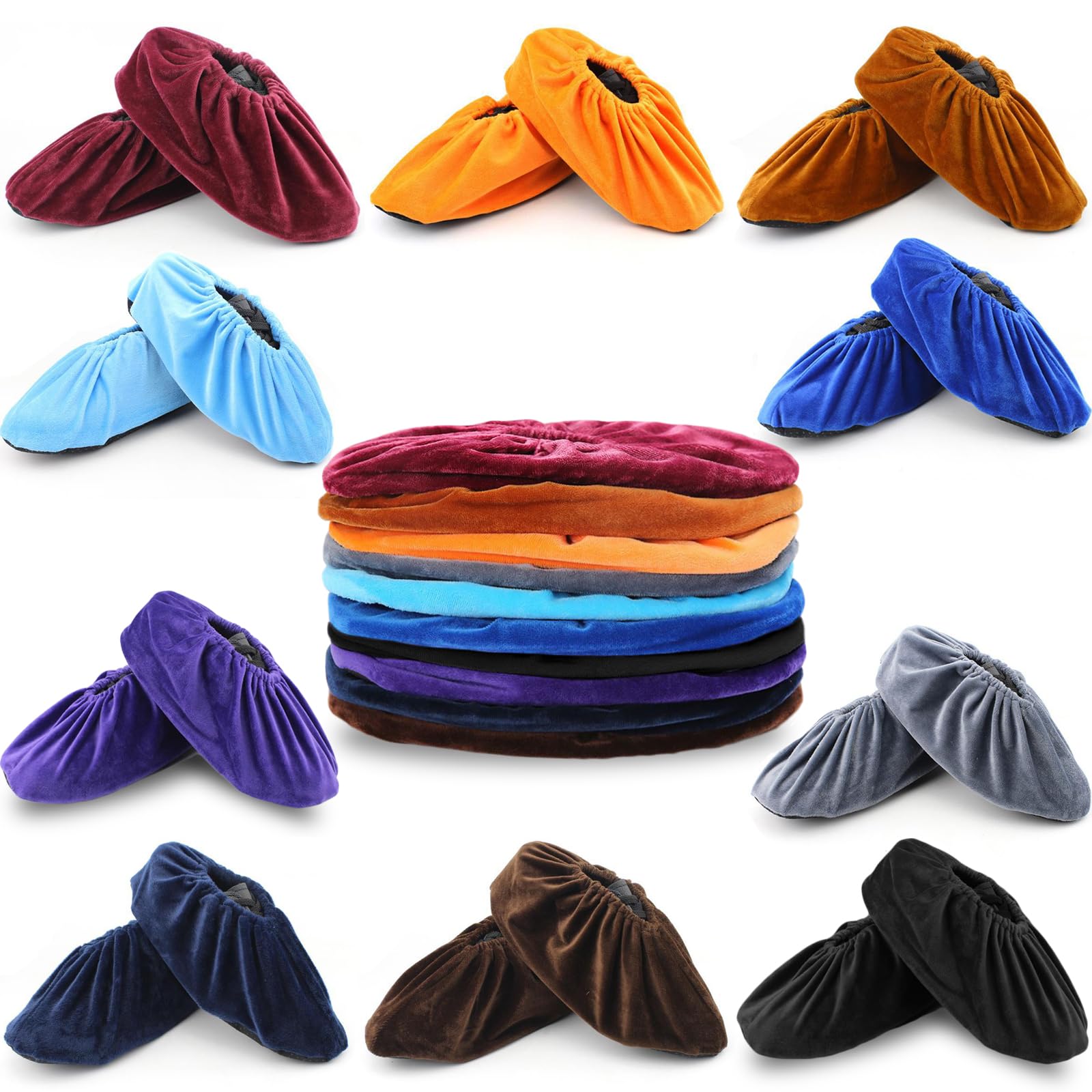 TKRADISH 10-pack color-variety shoe covers protect floors during cleaning