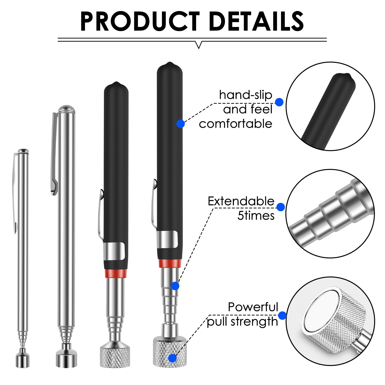 TKSDWBLTY extendable magnetic pickup tool offers long reach for hard-to-reach parts.
