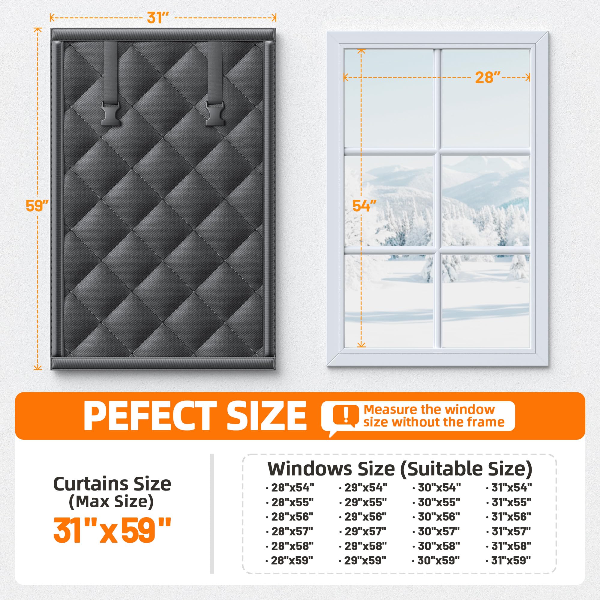 Two buckles for quick roll-up storage on the curtain