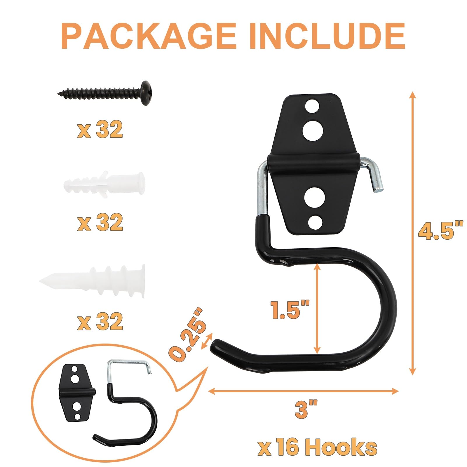 Tlence heavy-duty garage holder wall mount helping organize brooms and tools.