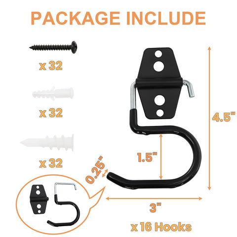 Tlence heavy-duty garage holder wall mount helping organize brooms and tools.