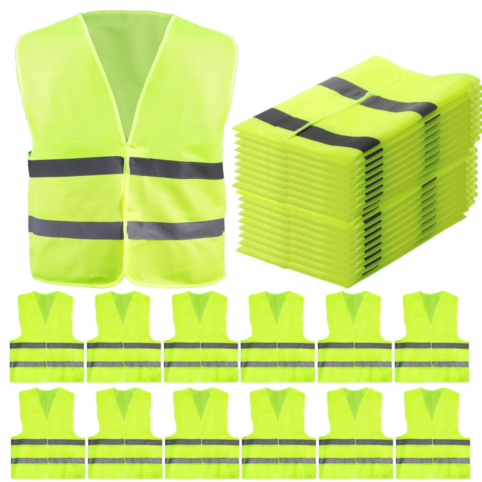 Tlence high visibility vest front view with bright fluorescent green for daytime safety.