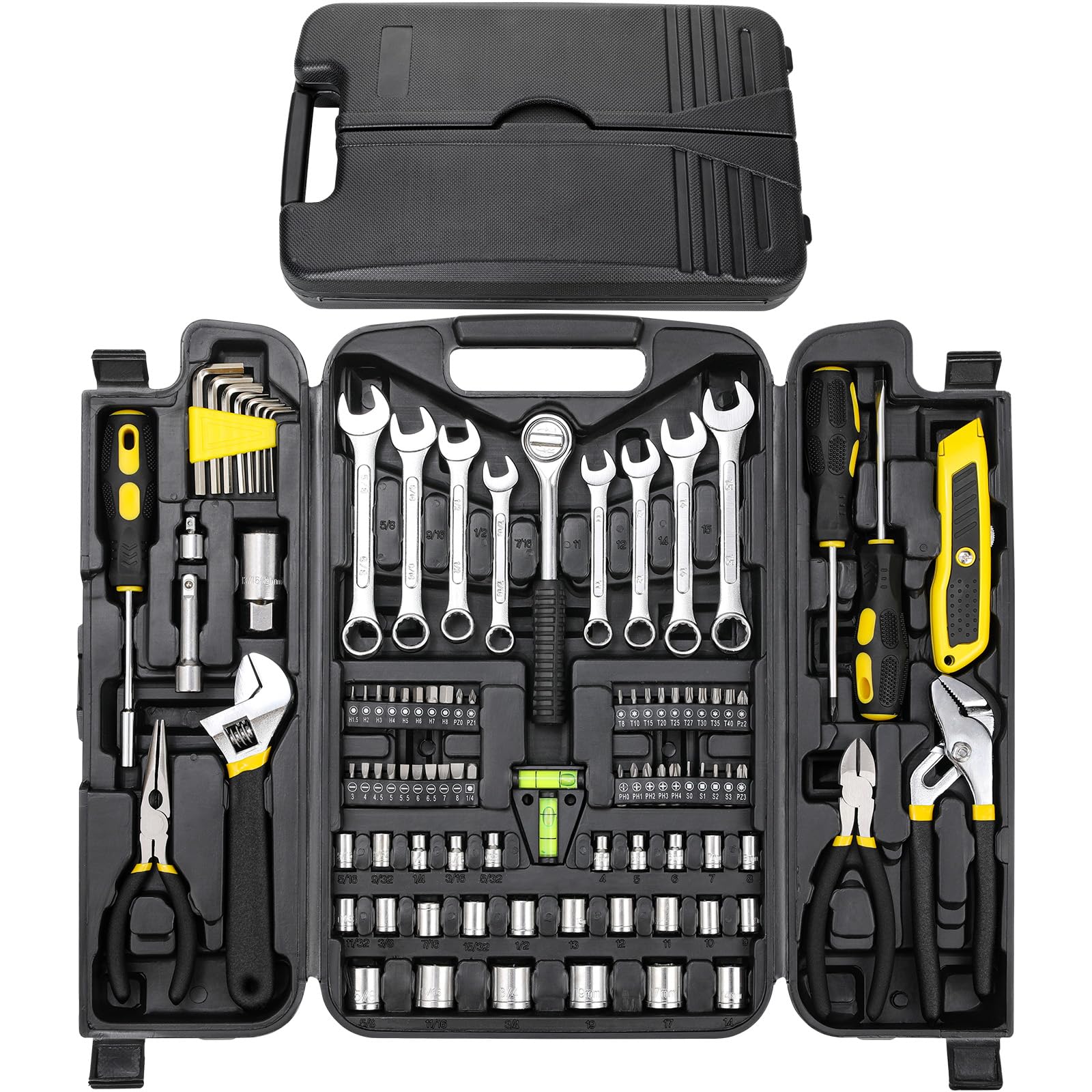 TLGREEN 95-piece tool set in yellow case for efficient home repairs