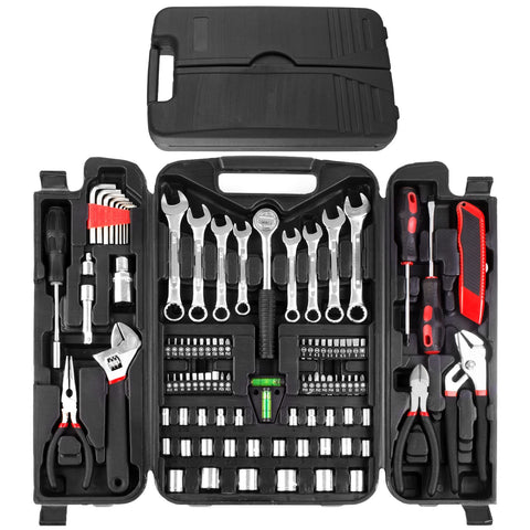 TLGREEN 95-piece tool set in red case for storage and transport