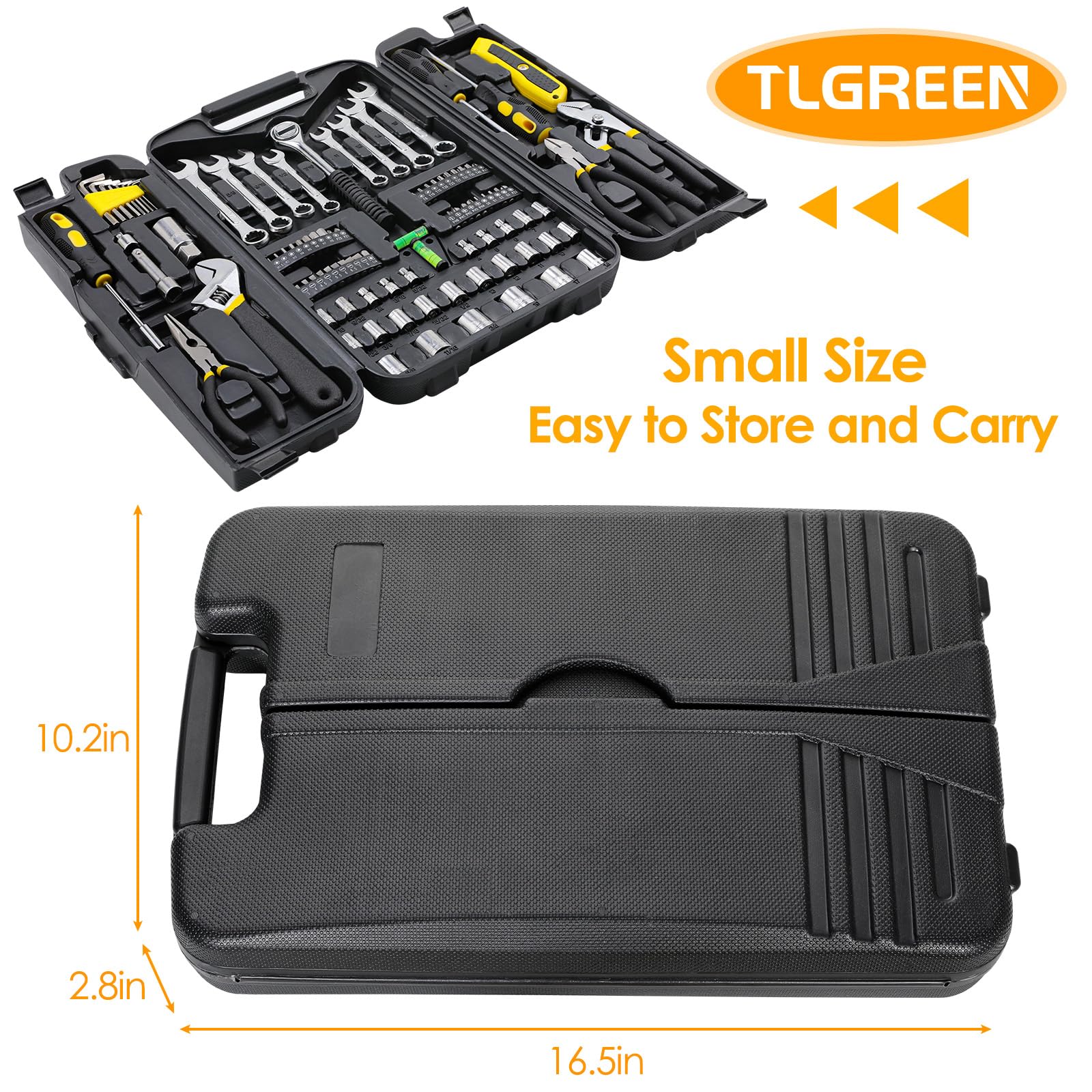 TLGREEN ratchet handle with bits and drive adaptor organized