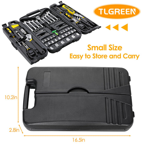 TLGREEN ratchet handle with bits and drive adaptor organized