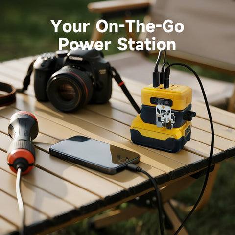 Tlintic charger on a road trip powering laptop and tablet along the way