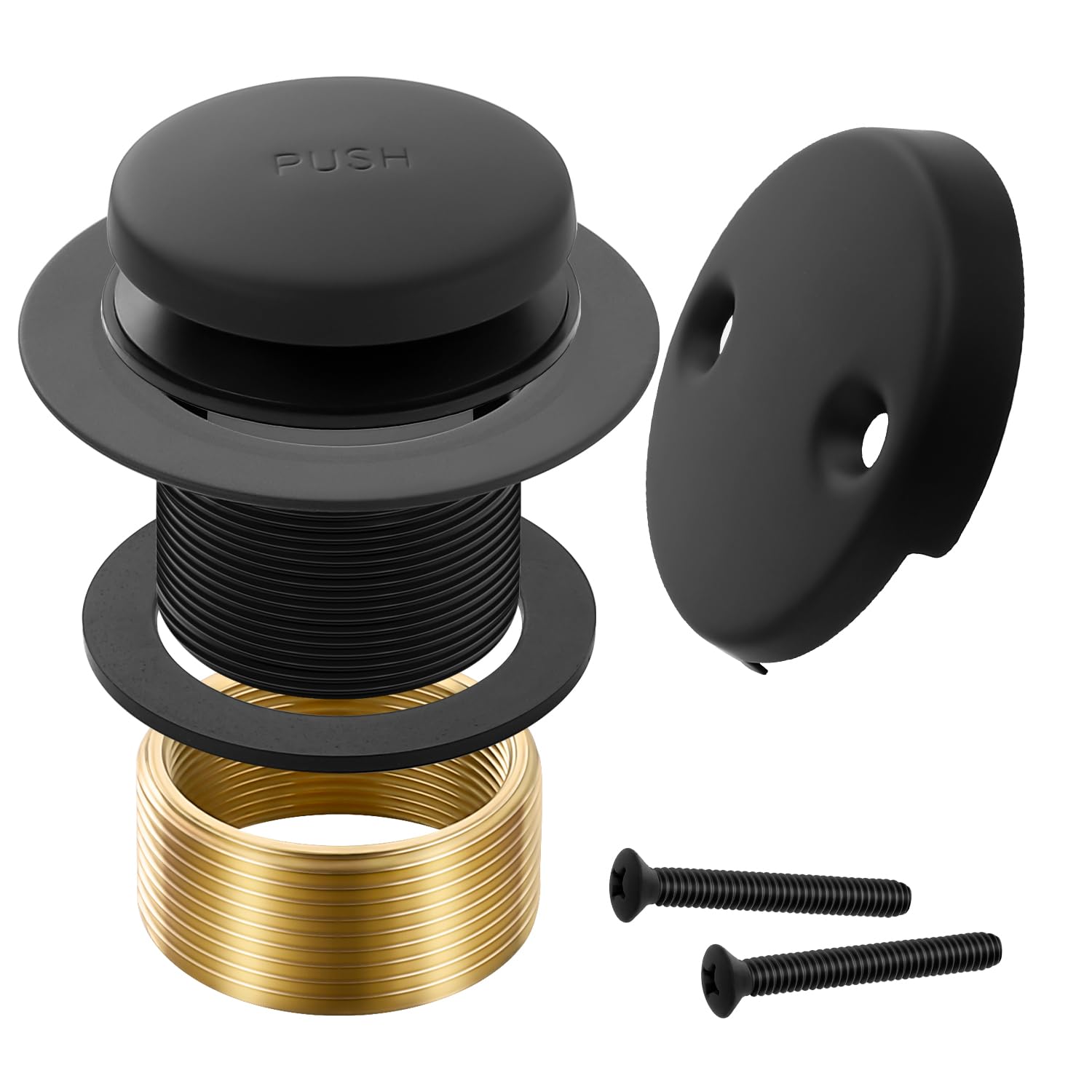 TLOZX matte black tiptoe drain assembly for smooth bath drainage