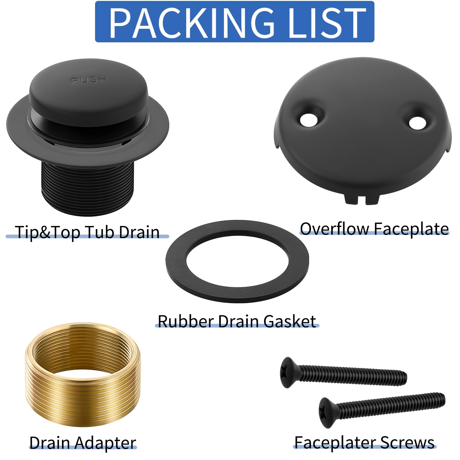 TLOZX pop-up drain stopper in matte black finish