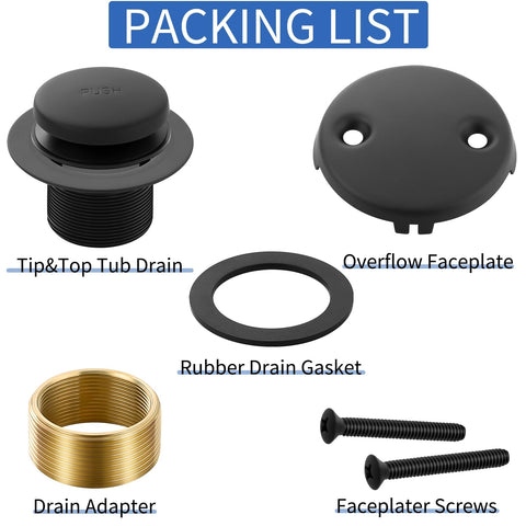 TLOZX pop-up drain stopper in matte black finish