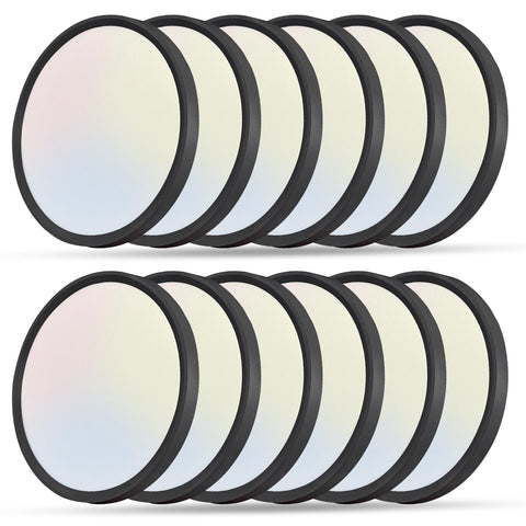 TLZ Lighting 12-pack LED flush mount ceiling light packaging shows slim black panels for modern ceilings