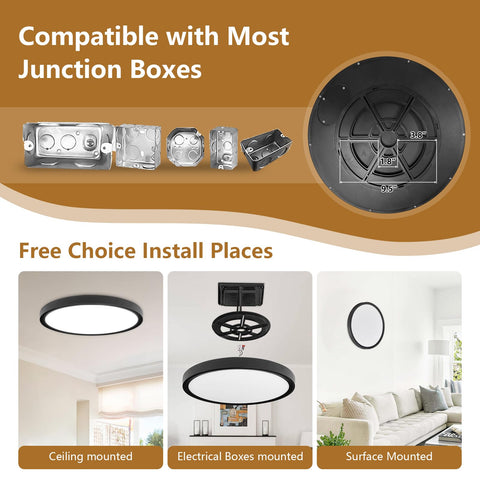 TLZ Lighting 50W 5480lm LED ceiling light in black for bright spaces