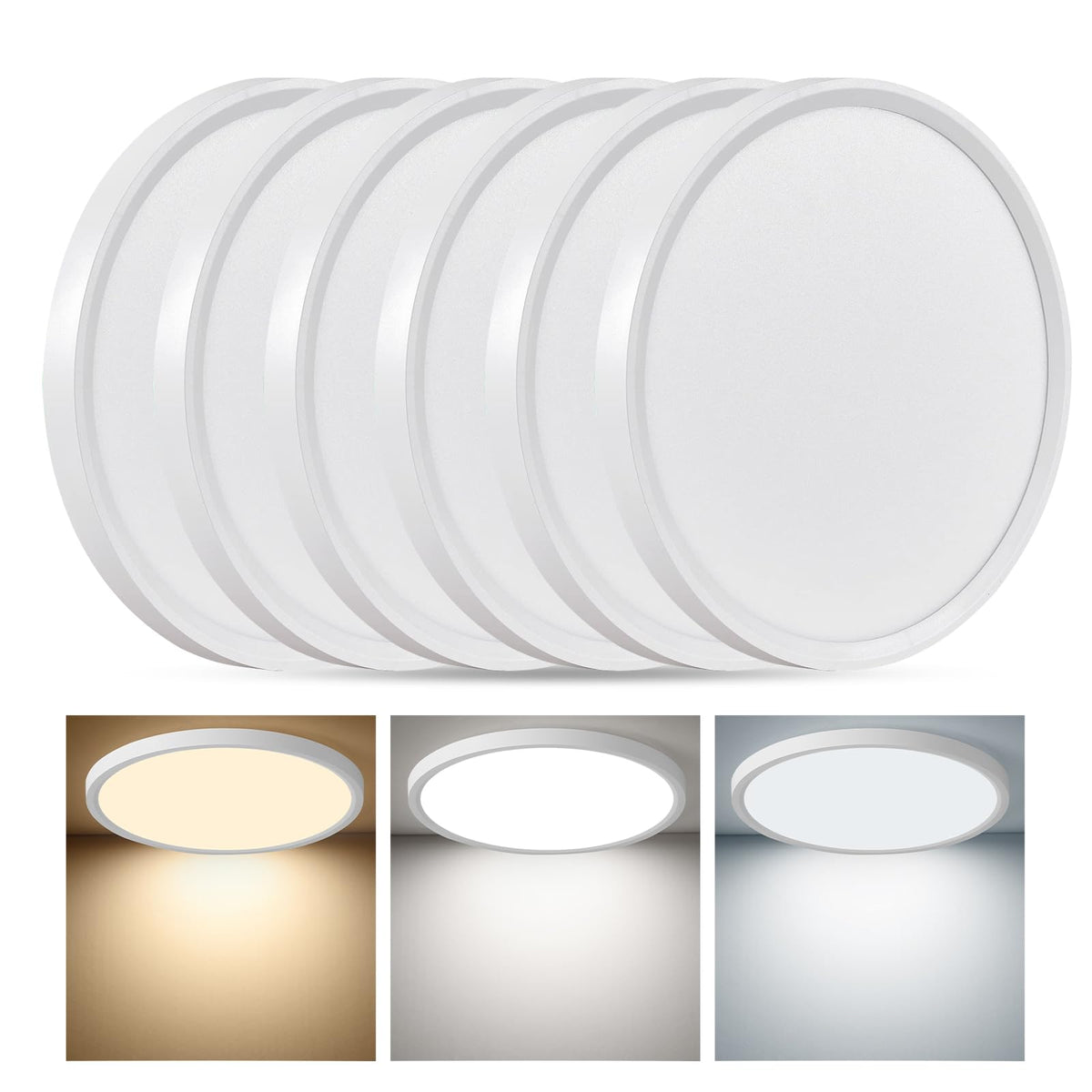 TLZ Lighting flush mount front view with slim profile and 2520 lumens for even room brightness