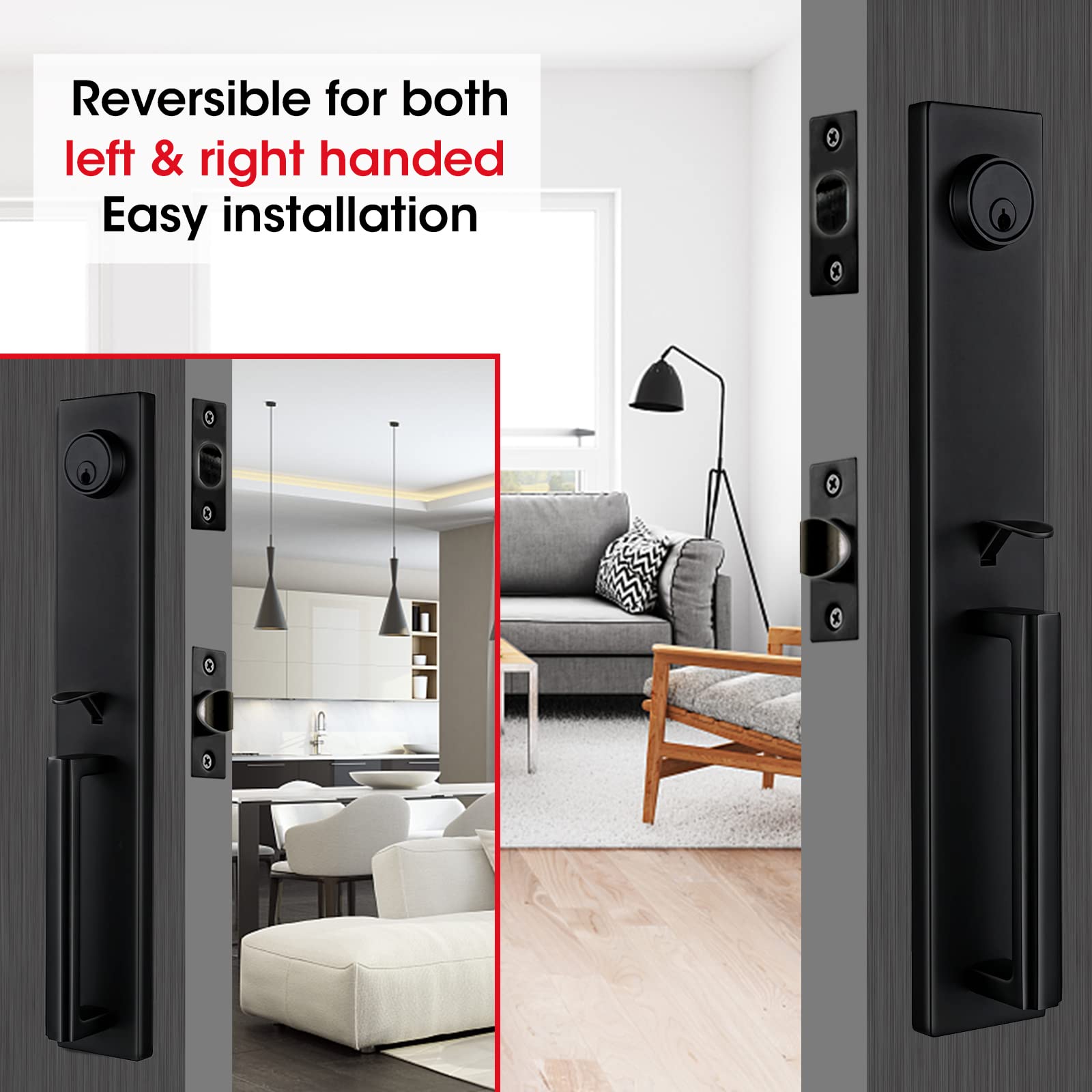 TMC Iron Black adjustable hole distance demonstrates versatile door fit.