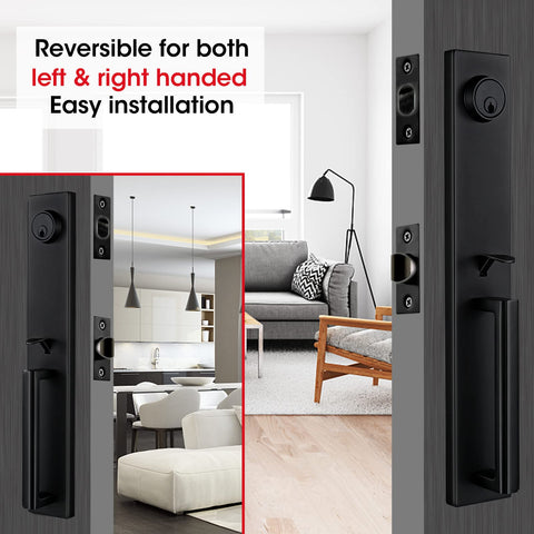 TMC Iron Black adjustable hole distance demonstrates versatile door fit.