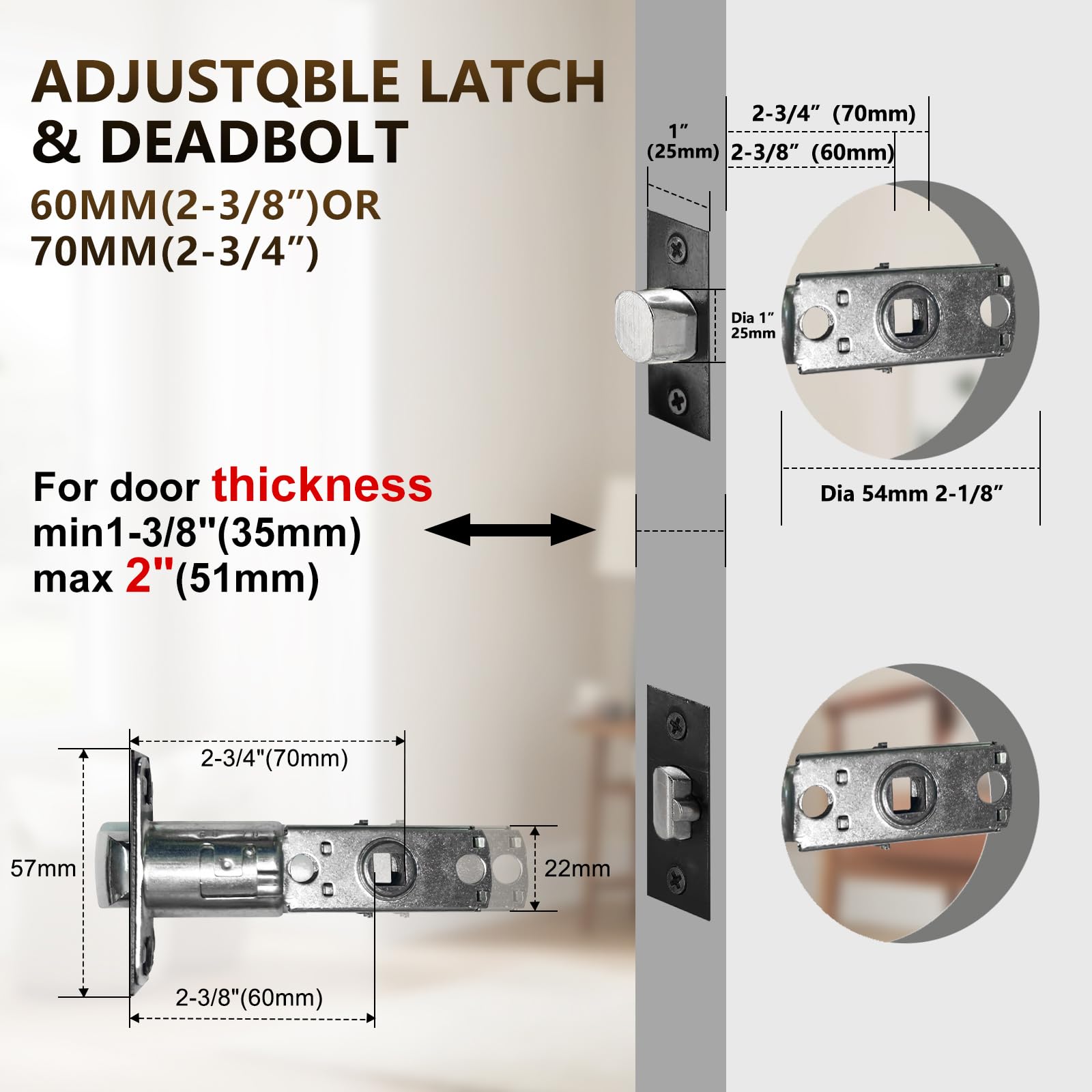 TMC Iron Black 60mm/70mm backset option enables flexible installation.