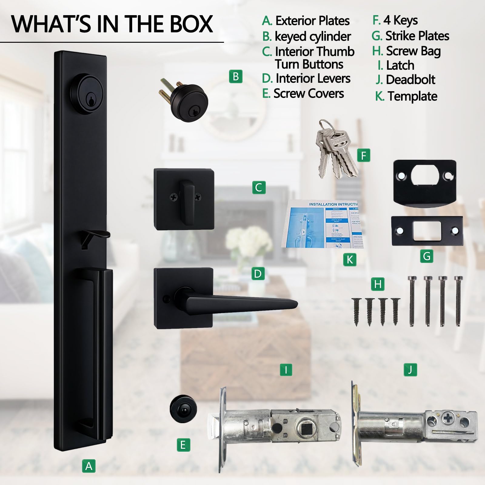 TMC Iron Black latch and square corner striker ensure a tight seal.