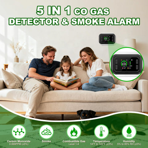 TMEOIIPY CO detector with HD LCD displays real-time readings clearly.