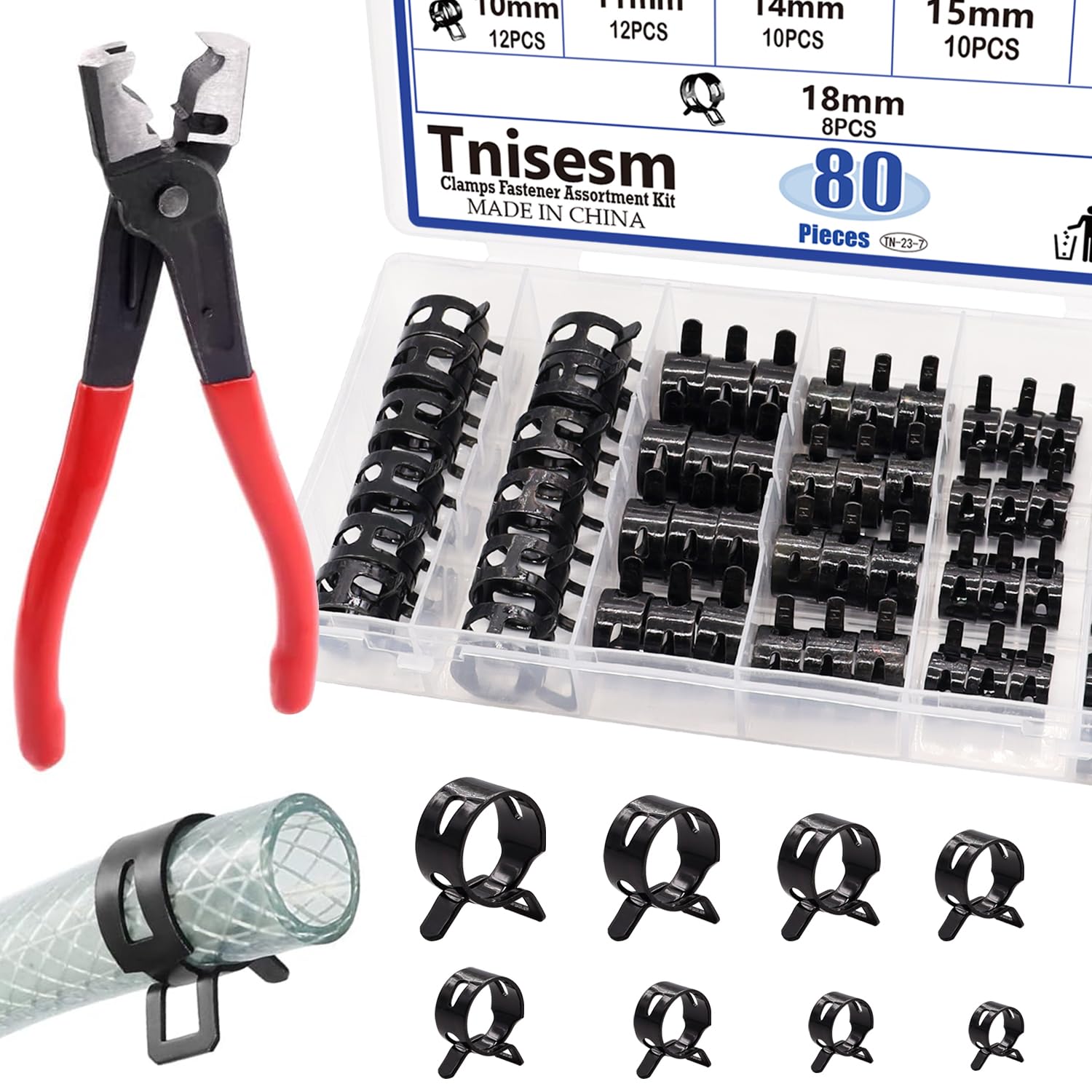 Tnisesm 81Pcs spring band hose clamps kit for quick, secure connections.
