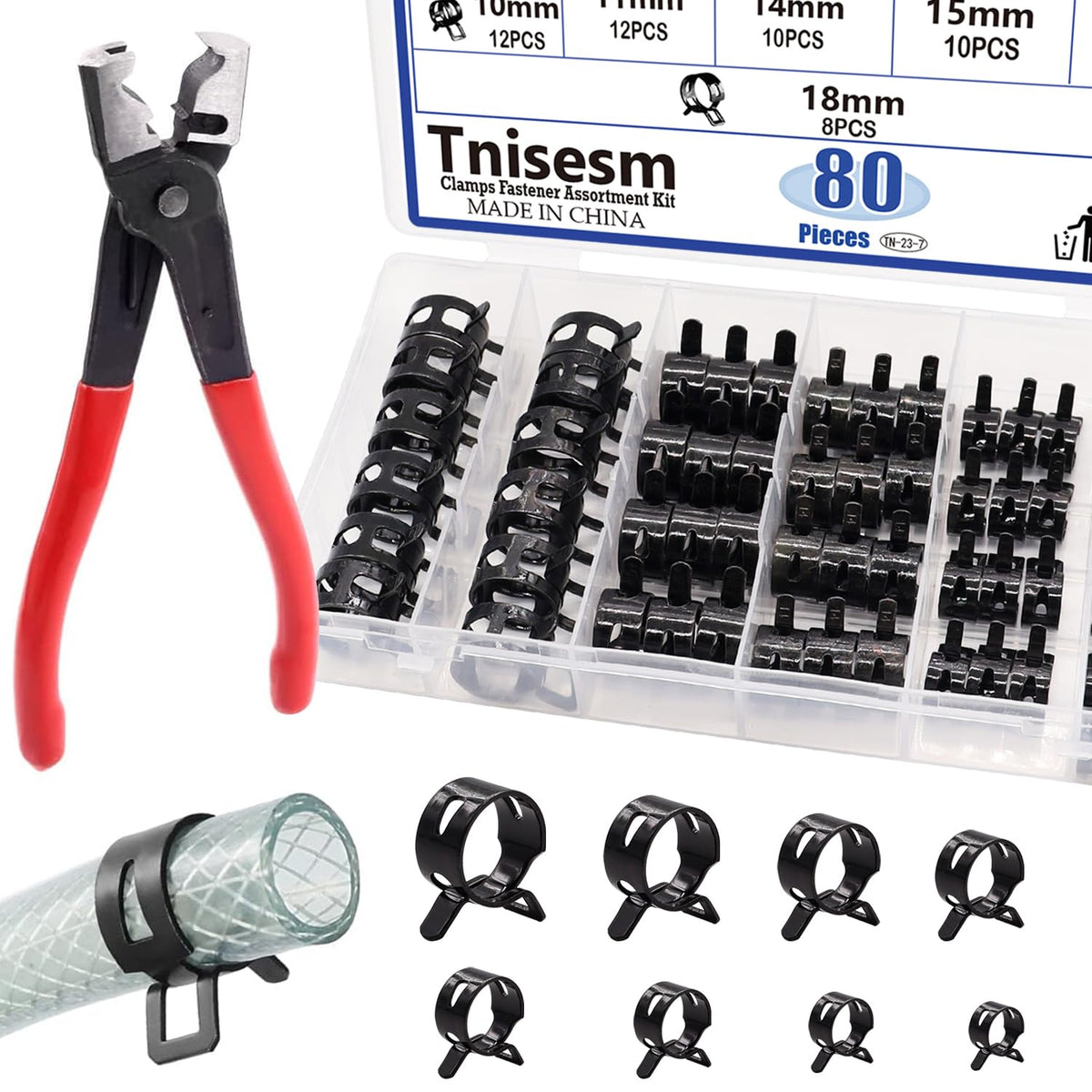 Tnisesm 81Pcs spring band hose clamps kit for quick, secure connections.