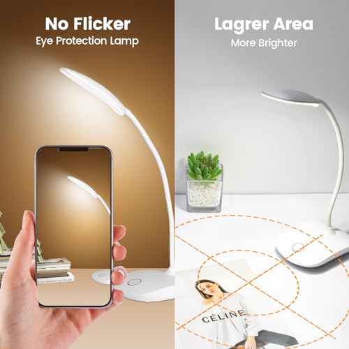 TNNOP battery-powered desk lamp 360-degree adjustability directs light precisely.