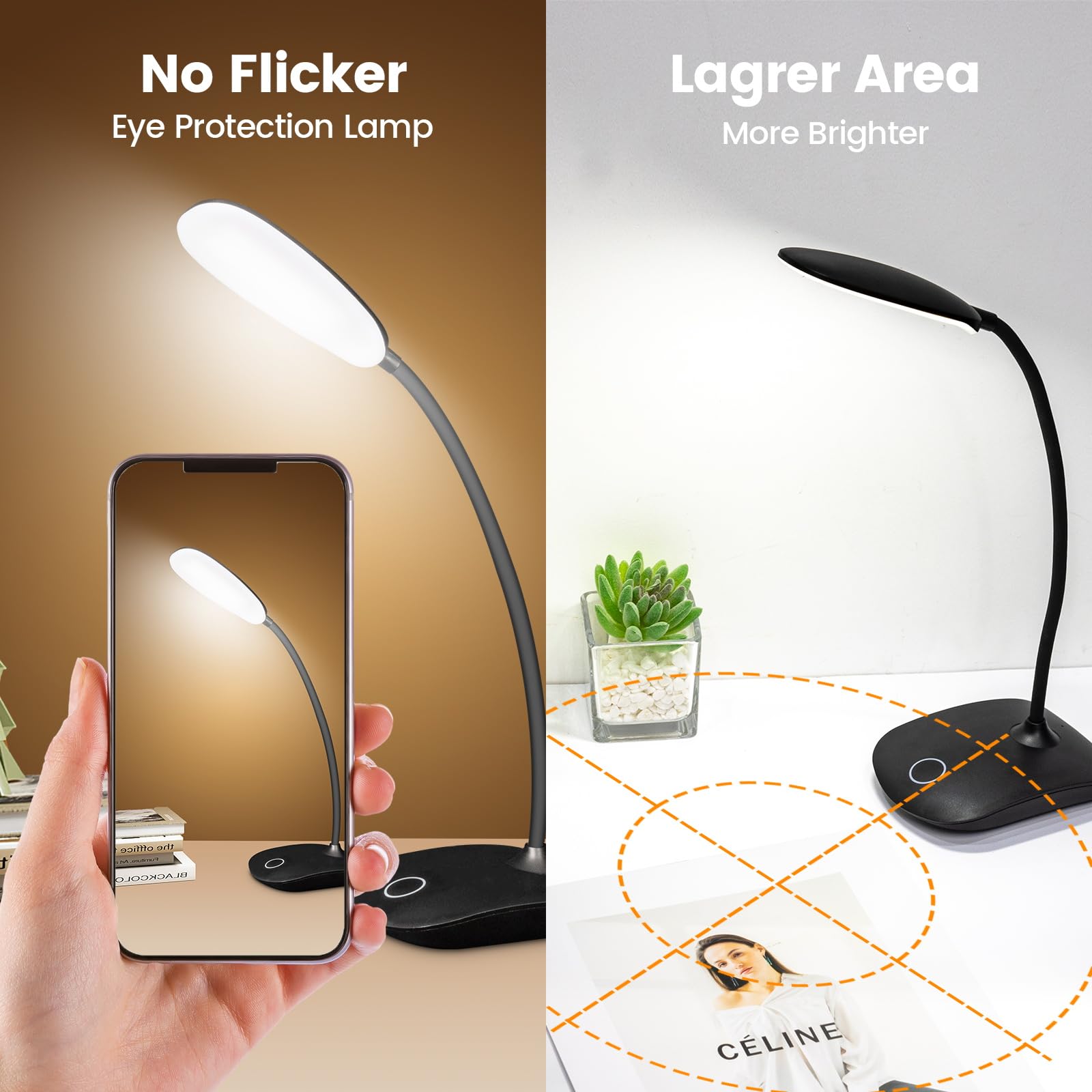 TNNOP desk lamp includes a 4.9 ft USB charging cable