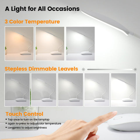 TNNOP battery-powered desk lamp warm natural white modes versatile ambiance.