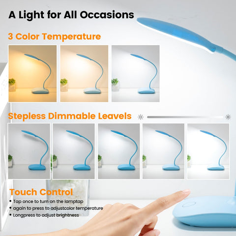 TNNOP desk lamp shows 2000mAh battery for extended use.