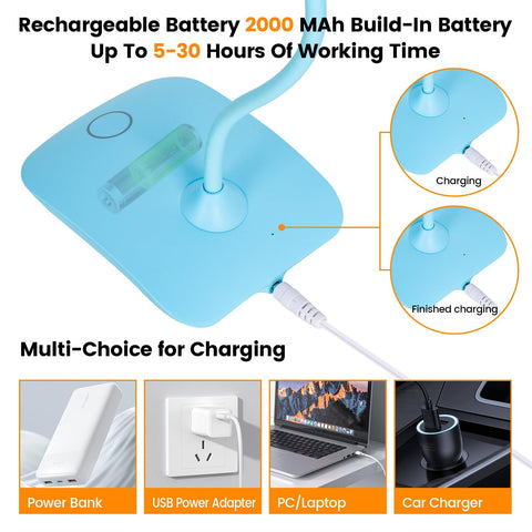 TNNOP desk lamp USB charging option compatible with laptop and adapter.
