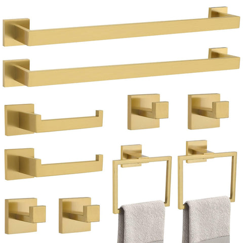 TNOMS brushed gold towel bar 23-6 inch adds modern style and rust resistance