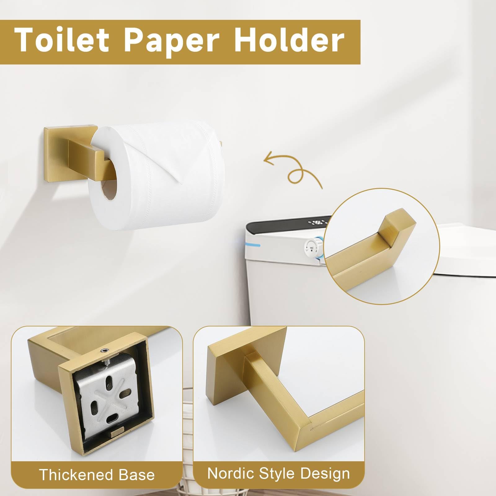 TNOMS brushed gold towel hooks offer reliable storage and sleek aesthetics