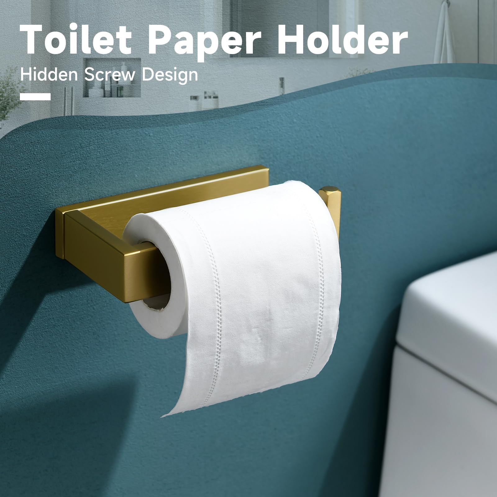 TNOMS brushed gold wall mount hardware demonstrates easy alignment and sturdy support.