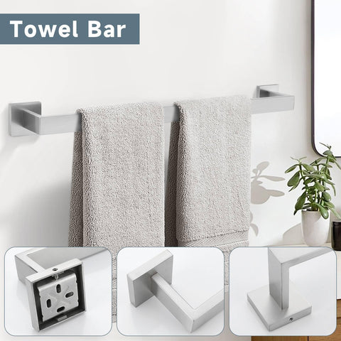TNOMS brushed nickel towel ring adds compact storage with modern flair.
