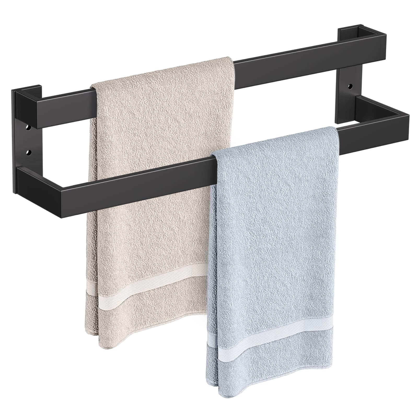 TNOMS double towel bar 24-inch front view shows generous drying space.
