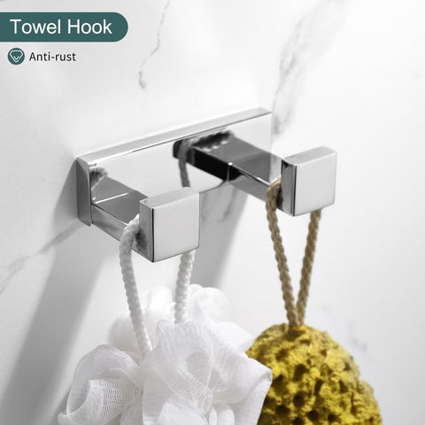 TNOMS polished-chrome toilet paper holder close-up for practical storage.