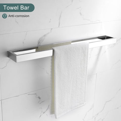 TNOMS polished-chrome towel bar wall-mount highlights durable finish.