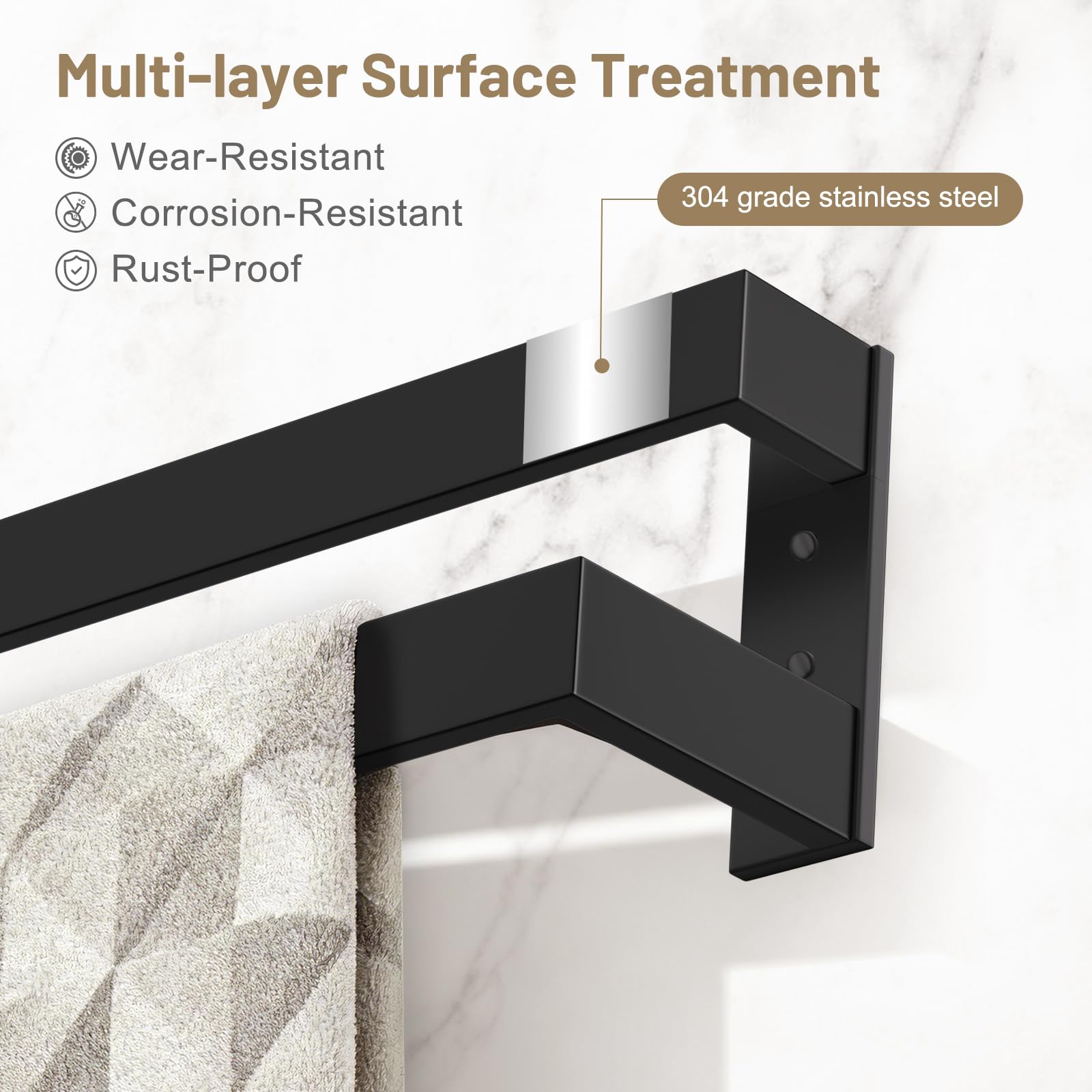 TNOMS wall-mount bracket detail emphasizes sturdy stainless steel construction.