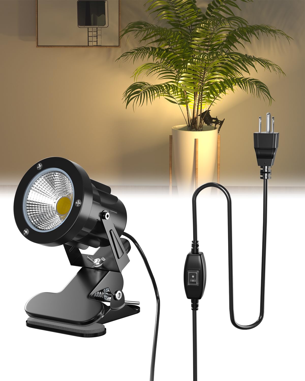 TobeBright clip-on spotlight with switch for convenient on/off control.