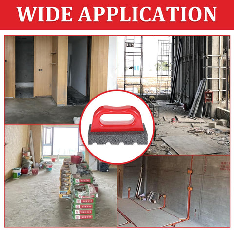 Removing template marks and finishing concrete surfaces with Tobeelec rub brick.