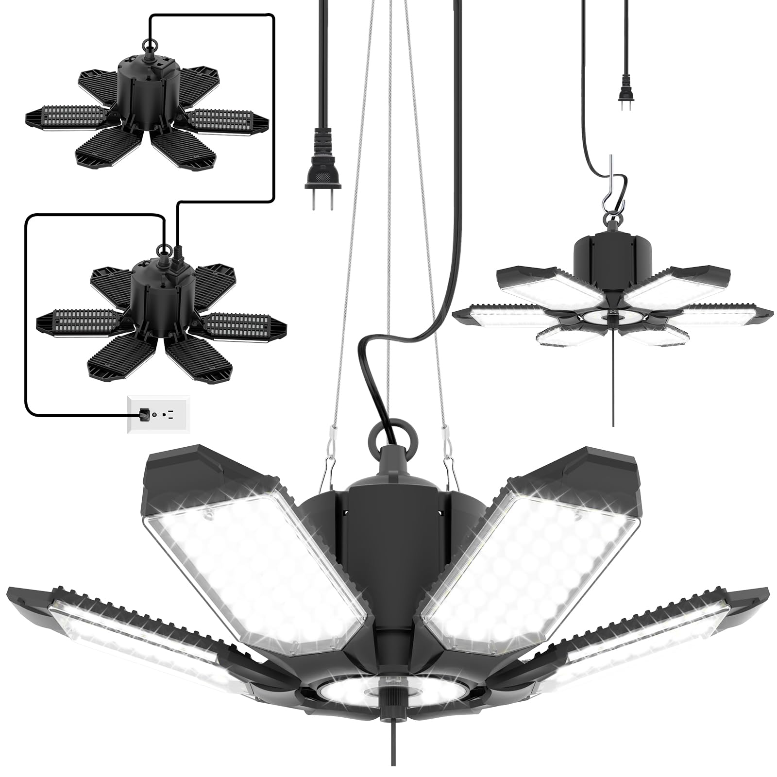Toberich 2-pack garage light front view for clear workshop illumination.