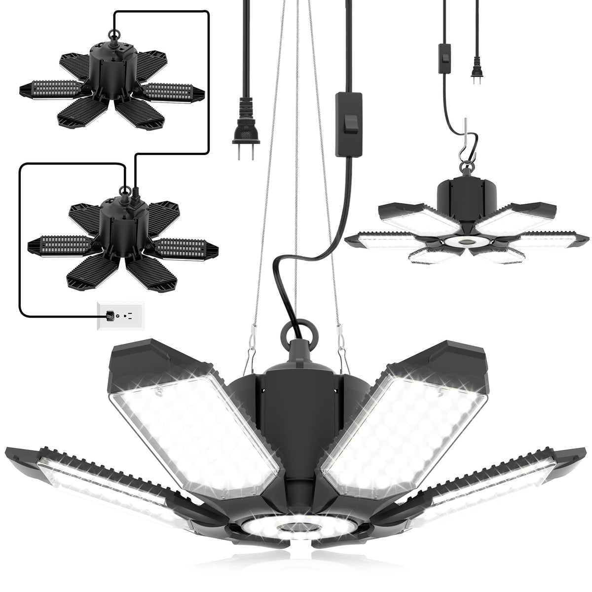 Toberich 2-pack garage light panel assembly delivers even, bright illumination for workshops.