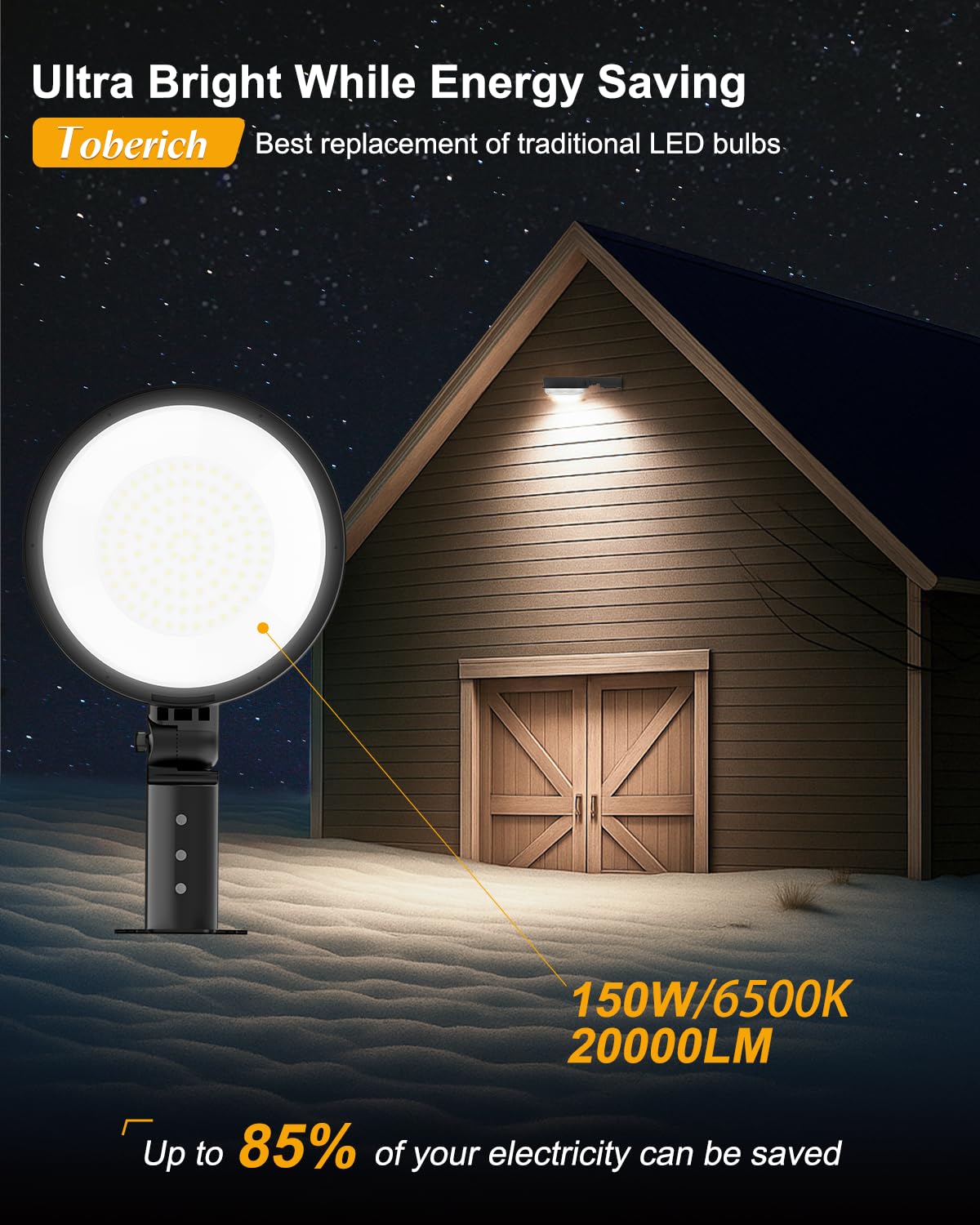 toberich LED Barn Light angle adjustment enables tailored illumination for dark corners
