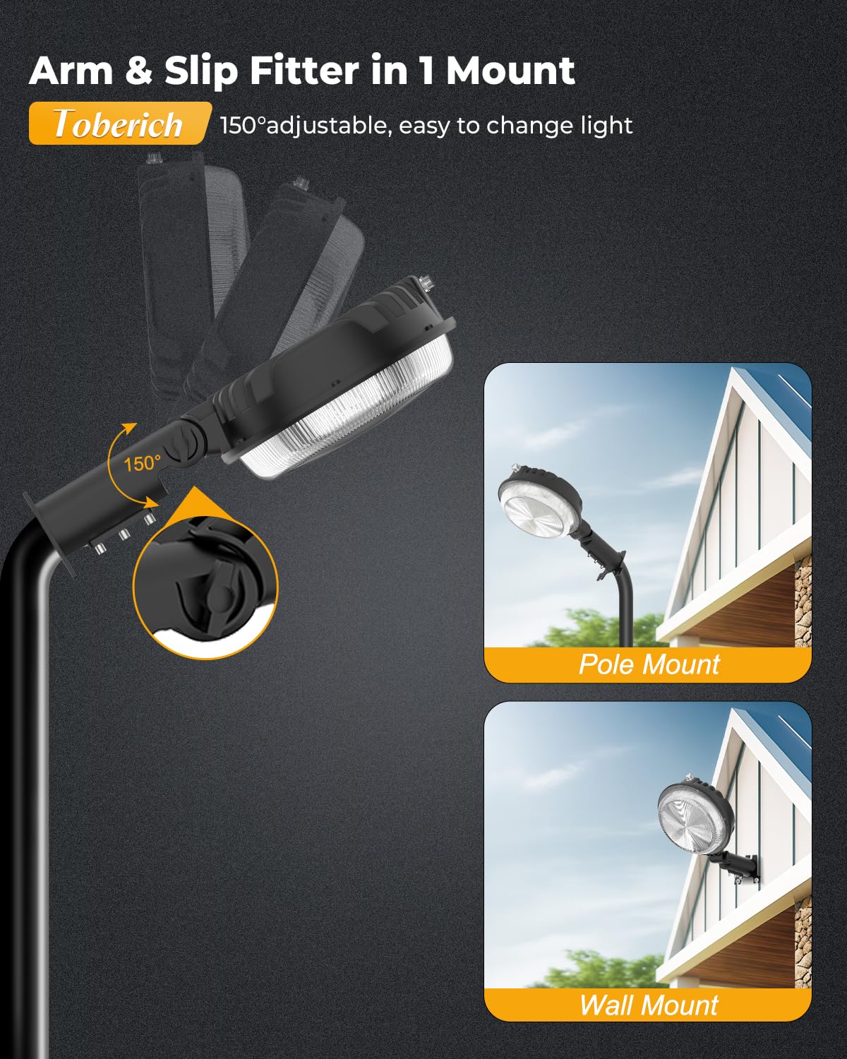 toberich LED Barn Light easy installation on walls or poles