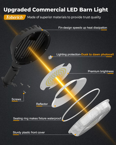 toberich LED Barn Light wide coverage reduces lighting blind spots