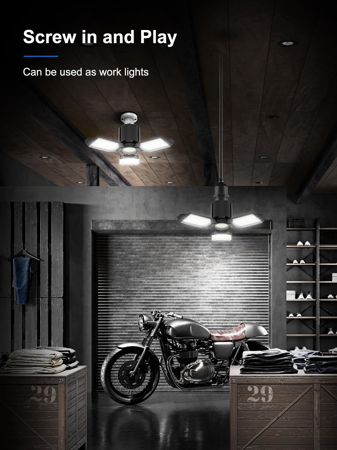 Toberich deformable panels adjustable up to 90 degrees for tailored workshop illumination.